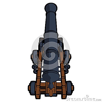 Naval cannon view back Vector Illustration