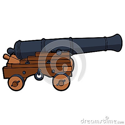 Naval cannon view side Vector Illustration