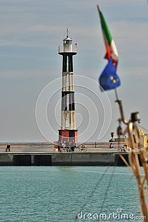 naval lighthouse on the Romagna Riviera Editorial Stock Photo