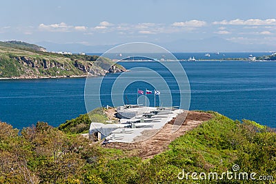 Naval military fortifications and artillery protecting Vladivostok, Russia Stock Photo