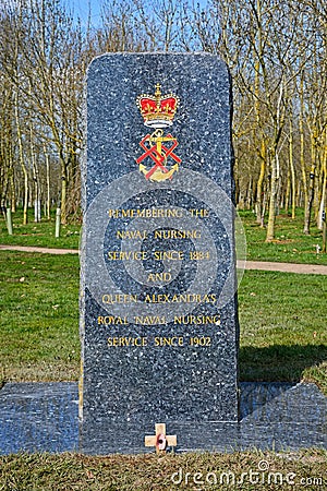 Naval Nursing Service memorial at the National Memorial Arboretum, Alrewas. Editorial Stock Photo