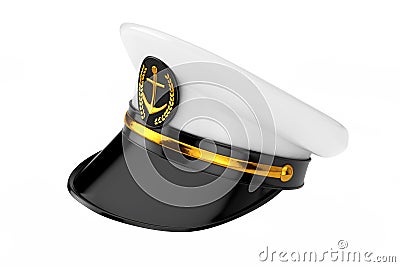 Naval Officer, Admiral, Navy Ship Captain Hat. 3d Rendering Stock Photo