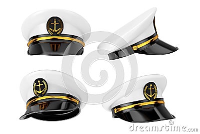 Naval Officer, Admiral, Navy Ship Captain Hat. 3d Rendering Stock Photo