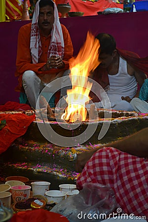 Navaratri hawan of godess Editorial Stock Photo