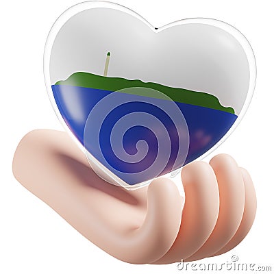 Navassa Island flag with heart hand care Stock Photo