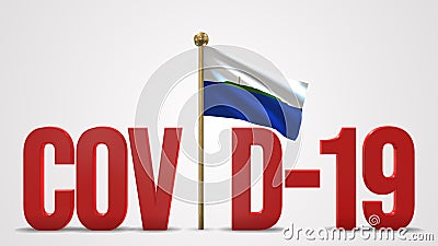 Navassa Island realistic 3D flag and Covid-19 illustration. Cartoon Illustration