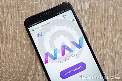 NavCoin NAV cryptocurrency website displayed on a modern smartphone Editorial Stock Photo