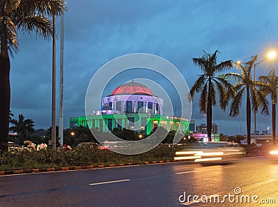 Navi Mumbai Municipal Corporation building In Rain Celebrating 73rd Independence Day Editorial Stock Photo