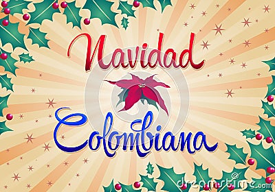 Navidad Colombiana - Colombian Christmas spanish text Vector Illustration