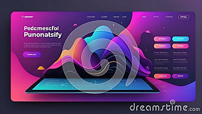 Navigating Brilliance: UI UX Landing Page in Vector. AI generate Stock Photo