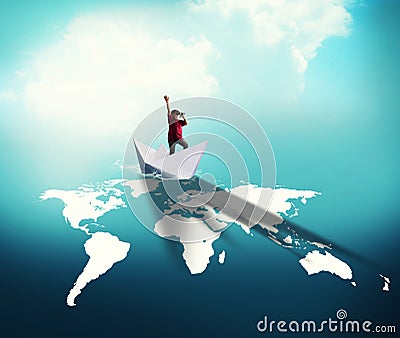 Navigate over world map Stock Photo