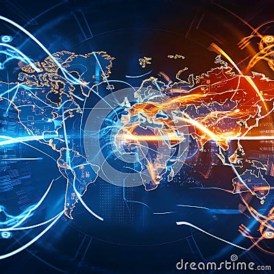Navigating Cybersecurity: Protecting Global Digital Infrastructure with Secure Locks. Stock Photo