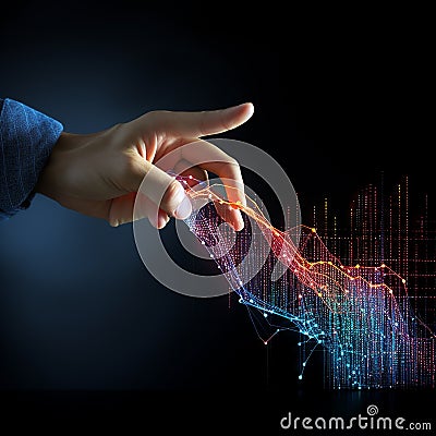 Navigating Financial Trends Hand with Uptrend Graph, Generative AI Stock Photo