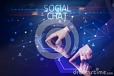 Navigating social networking with social icons Stock Photo