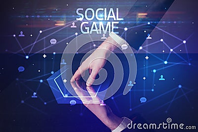 Navigating social networking with social icons Stock Photo