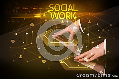 Navigating social networking with social icons Stock Photo