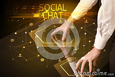 Navigating social networking with social icons Stock Photo