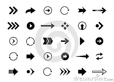 Navigation arrows. Black interface back and forward symbols for web and application, up down left right dynamic Vector Illustration