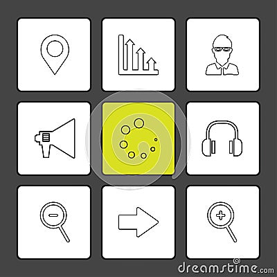 navigation , graph , avtar , speaker, progress , headset ,searc Vector Illustration