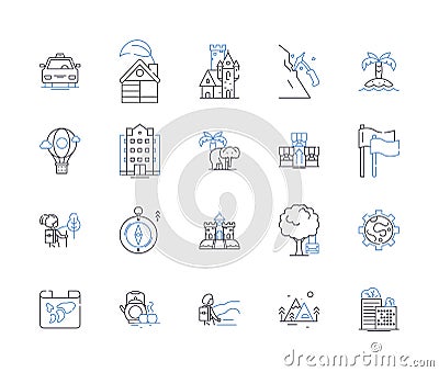 Navigation group line icons collection. Location, Route, Direction, Map, Compass, Destination, Wayfinding vector and Vector Illustration