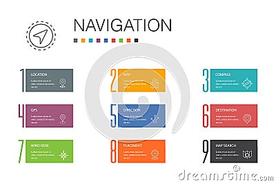 Navigation Infographic 10 option line Vector Illustration