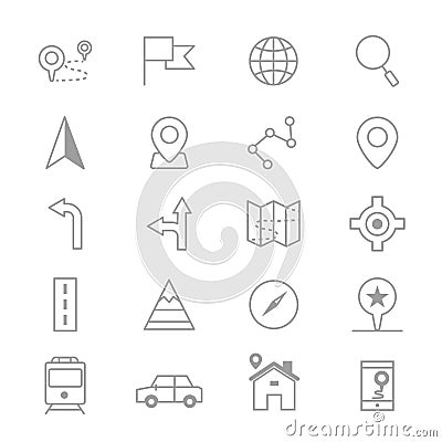 Navigation and location Icons Line Set Of Vector Illustration Vector Illustration