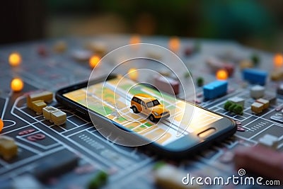 navigation mobile direction map gps phone location position travel point. Generative AI. Stock Photo