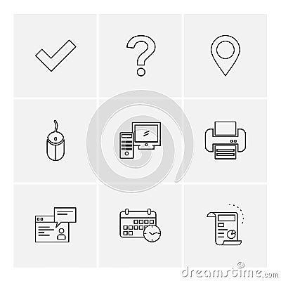 navigation , mouse , printer , qustion mark , computer , device Vector Illustration