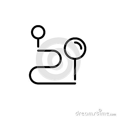 Navigation path outline. Route between two pinpoints. Pixel perfect, editable stroke icon Vector Illustration