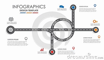 Navigation roadmap infographic timeline concept with place for your data. Vector illustration. Vector Illustration