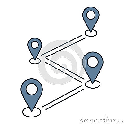 Navigation route with map pointers. Illustrate your project with this image of a journey path marked with location pointers, ideal Vector Illustration