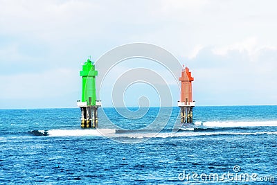 navigation signs for boat cruise lines from sanur to nusa penida and vice versa Stock Photo