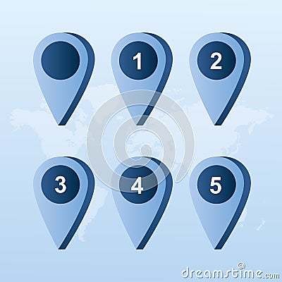 Navigation signs with numbers,pointers template Vector Illustration