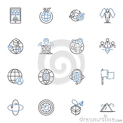 Navigation system line icons collection. GPS, Routing, Directions, Guidance, Geolocation, Coordinates, Map vector and Vector Illustration