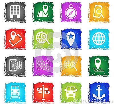 Navigation transport map icon set Vector Illustration