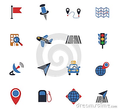 Navigation transport map icon set Vector Illustration