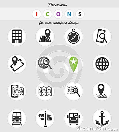 Navigation transport map icons Vector Illustration