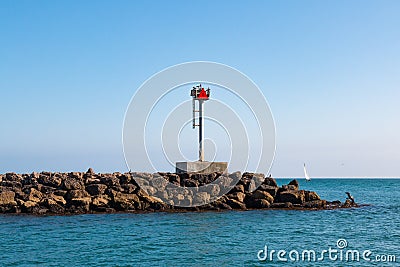 Navigational Lights on Jetty Stock Photo