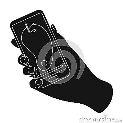 Navigator in the golf course phone.Golf club single icon in black style vector symbol stock illustration web. Vector Illustration