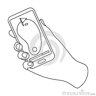 Navigator in the golf course phone.Golf club single icon in outline style vector symbol stock illustration web. Vector Illustration