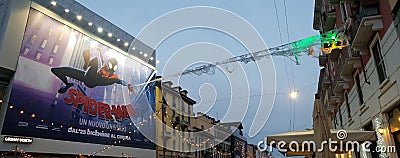 Navigli grand canal in milano milan italy italia spiderman ad Editorial Stock Photo