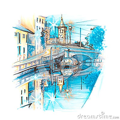 Naviglio Grande canal in Milan, Lombardia, Italy Stock Photo