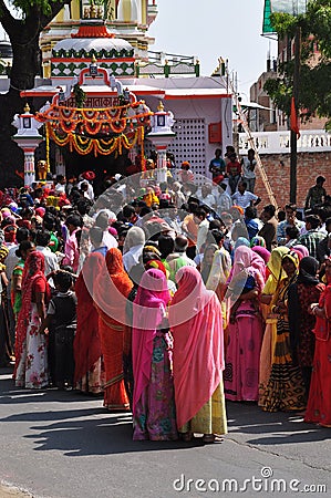 Navratri Hindu festival. Colorfully dressed Indian women Editorial Stock Photo