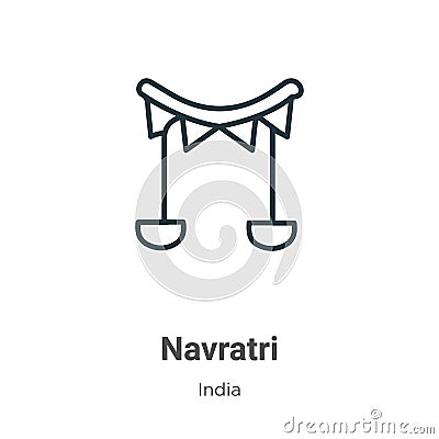 Navratri outline vector icon. Thin line black navratri icon, flat vector simple element illustration from editable india concept Vector Illustration