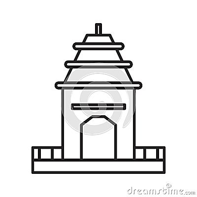 Navratri temple ratha yatra line style icon Vector Illustration