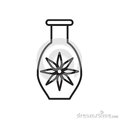 Navratri vase with flower line style icon Vector Illustration