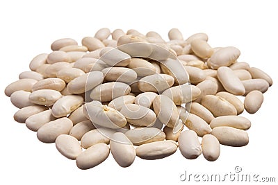 Navy Bean. Pile of grains, isolated white background. Stock Photo