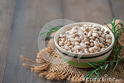 navy bean or white kidneys beans on wood background Stock Photo