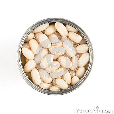Navy Beans in Can Stock Photo