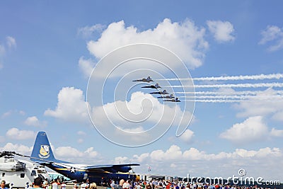 Airshow including the Navy Blue Angels Editorial Stock Photo